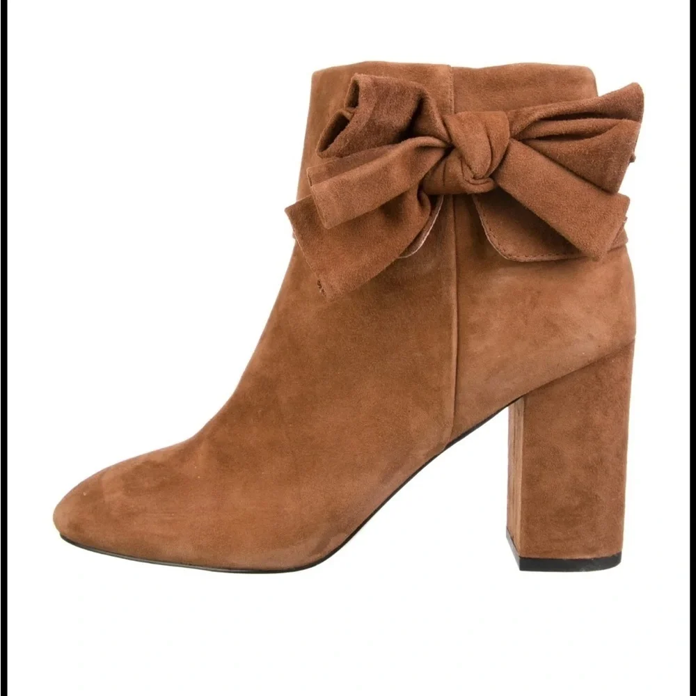 Kate Spade New York Brown Suede Ankle Booties with Bow